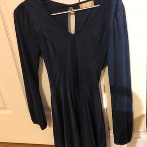Navy blue suede romper